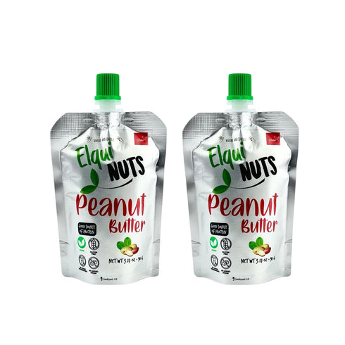Elqui NUTS 3.17 Oz. 100% shakes(6 Pack) - Peanut Butter, Pouch Format, Made With Roasted Peanuts, One Ingredient, NO