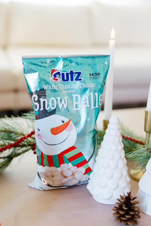 Pack 3-8.5 oz Utz Snowballs White Cheddar Cheese Balls of - Festive Holiday-Themed Cheesy Snack for All Ages