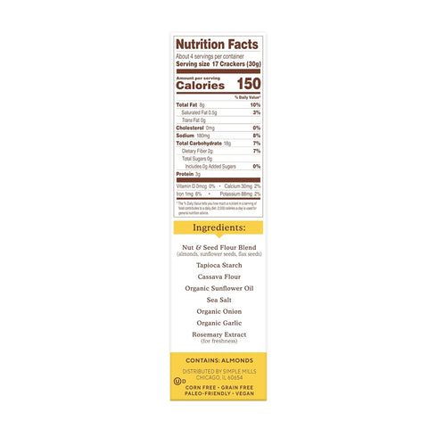 4.25 Oz Simple Mills Almond Flour Crackers, Fine Ground Sea Salt