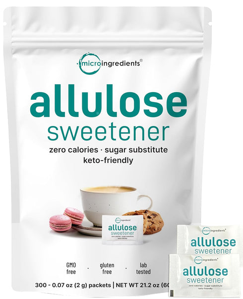 Allulose Sweetener, 300 Packets | Zero Calorie, Plant Based Sugar Substitute, No