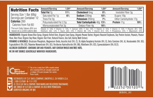 Clif Bar 2.4 Oz. Crunchy Bars, Peanut Butter