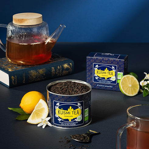 3.5 oz Kusmi Tea - Anastasia - Organic Black Tea with Bergamot & Lemon - Flavored with Orange Blossom - Caffeinated Tea
