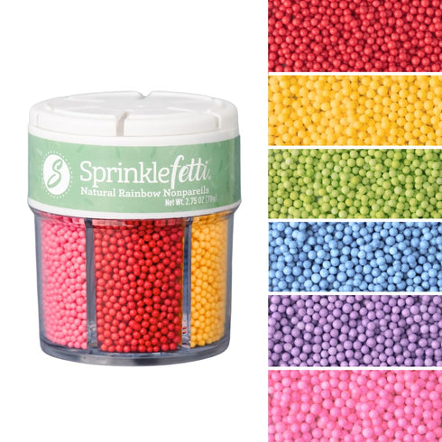 Sweets Indeed Dye Free Rainbow Nonpareils 6 Cell Set Decorative Sprinkles for