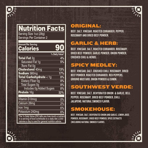(2 Pack 5) 30 Made by True Beef Sliced Bites Ultimate Variety Ounce, of - All Natural, Zero-Sugar True Jerky Biltong