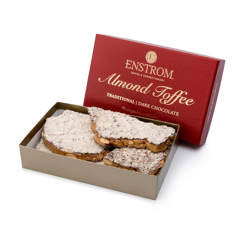 Enstrom Dark Chocolate Almond Toffee 1lb box | Handcrafted | Gluten Free