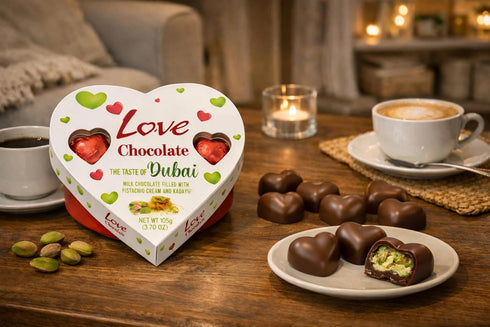 3.70 oz Dubai Chocolates in a Gift Box, Milk Chocolate with Pistachio Cream and Kataifi Filling, Valentines Gift