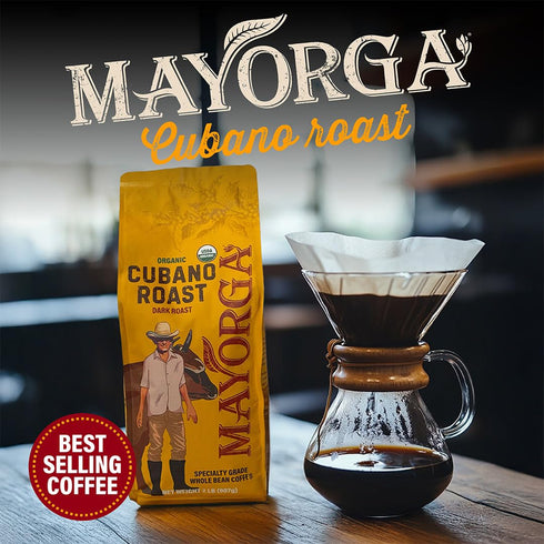 2lb 100% Mayorga Organic Coffee Cafe Cubano Roast - Dark Roast Whole Bean Specialty Grade Coffee, Arabica, Slow