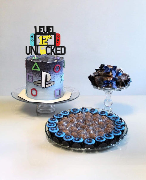Level 12th Unlocked Cake Topper for Video Game Theme Birthday Anniversary Celebration Gaming Party