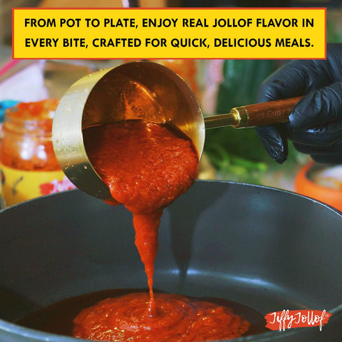 16oz Jiffy Jollof Sauce, Authentic Nigerian Tomato Pepper Blend for One-Pot Meals, Spicy Pasta, Roasted Bell Pepper