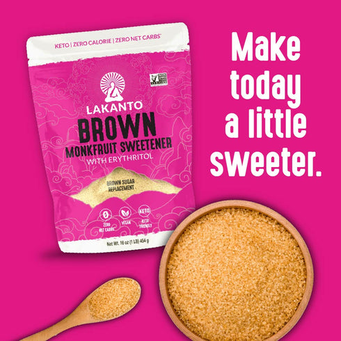 1 Lb Lakanto Brown Monk Fruit Sweetener With Erythritol, Brown Sugar Substitute Sweetener For Baking, Coffee, Oatmeal