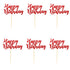 Pack of 48 Pre-Assembled Red Glitter Happy Birthday Cupcake Toppers, Cake Food Fruit Picks for Birthday Party Decoration