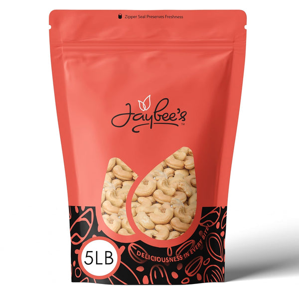 Raw Whole Cashews 5 Lbs Bulk Resealable Bag Natural Unsalted Cashew Nuts
