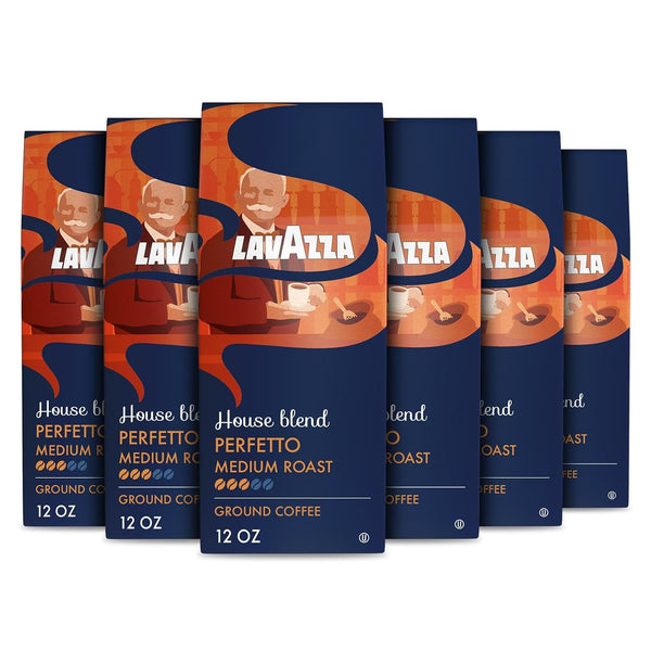 Lavazza House Blend Perfetto Ground Coffee 6 Bags of 12oz, Medium Roast,