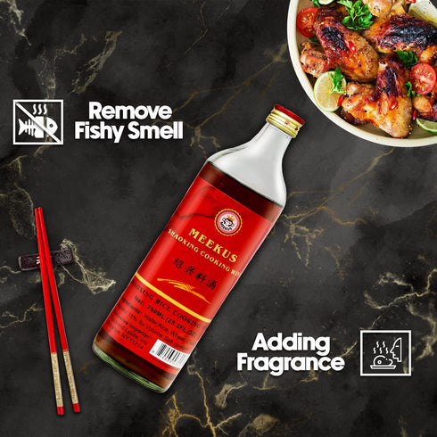 25.3 Oz (750 mL) Meekus Shaoxing Cooking Wine, Shaoxing Wine Chinese Cooking Wine, Shao Hsing Rice Wine - Authentic