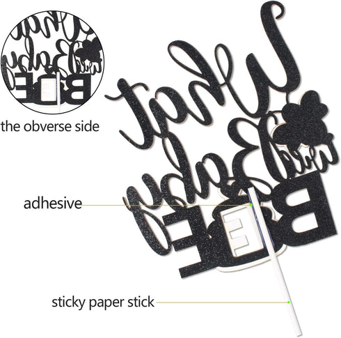 What Will Baby Bee Gender Reveal Cake Topper - Gold Glitter Bumble Honey Bee Honeycomb Cake Décor for Baby Shower