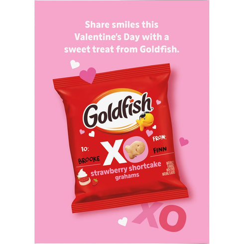 24 Count 0.75 Oz Goldfish Valentine's Day Strawberry Shortcake Flavored Baked Graham Snacks