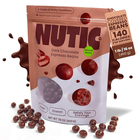 (1 lb Dark Chocolate Covered Espresso Beans - Gourmet Roasted Coffee Beans in Rich Belgian Dark Chocolate for Natural