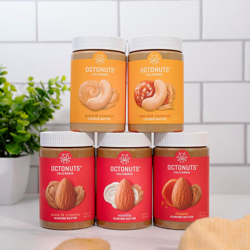 16 oz Octonuts Creamy Cashew Butter, Jar, No Added Salt, Sugar or Palm Oil - Single Ingredient Nut Spread - Gluten