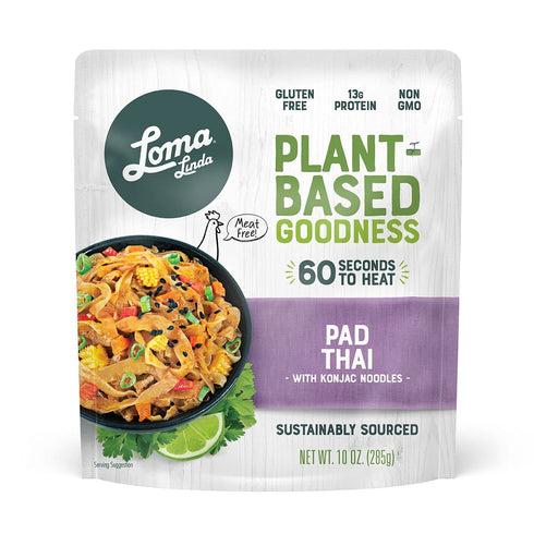 Packets (10 oz.), 6 pack) Loma Linda - Plant-Based Complete Meal Solution (Pad Thai with Konjac Noodles