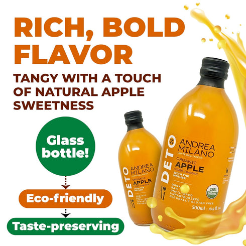 Andrea Milano (16.9 oz(Pack 3)) Organic Apple Cider Vinegar Raw Italian Natural Vinegar with the Mother, Unfiltered