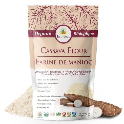 Ecoideas Organic Cassava Flour 1000g Gluten-Free, Grain-Free, Non-GMO Ideal for Baking and