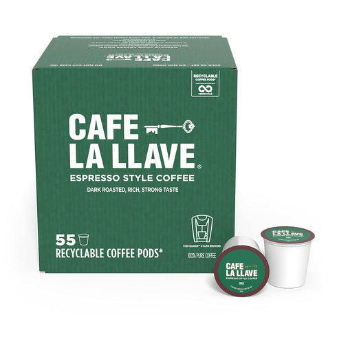 Cafe La Llave 55 Count Dark Roast Coffee Pods, Espresso Style, Compatible