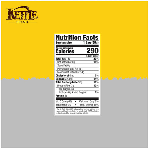 2 Oz Kettle Brand Potato Chips, Krinkle Cut, Salt & Fresh Ground Pepper Kettle Chips