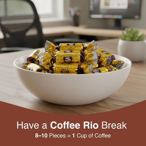 Pack, 3 Coffee Rio Original Roast Coffee Caramels Candy Bulk Pound Bag - Individually Wrapped Hard Candies Blended