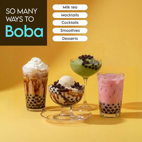 9PK Twrl Brown Sugar Boba with Straws, Chewy Boba Pearls for Bubble Tea, Desserts & Ice Cream Toppings, Plant-Based