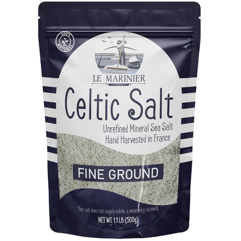 Le Marinier Celtic Salt Organic Fine Ground, 1.1lb - 18oz. Mineral Rich.