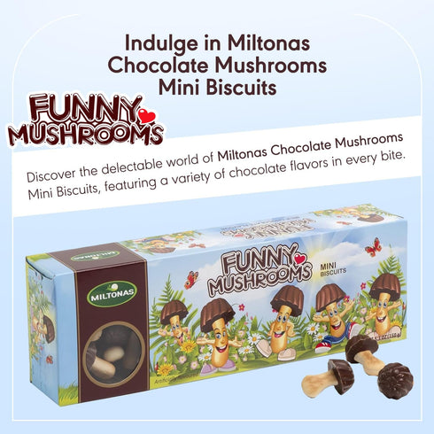 Miltonas 3 Pack (150g Mini Mushroom Shaped Chocolate Cookies - Funny Chocolate Mushrooms with Crunchy Bite-Sized Pieces