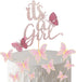 ALISSAR New Double Sided Rose Gold Butterfly Baby Shower Cake Topper Set, It's A Girl Cake Topper & 16 Pink Butterflies