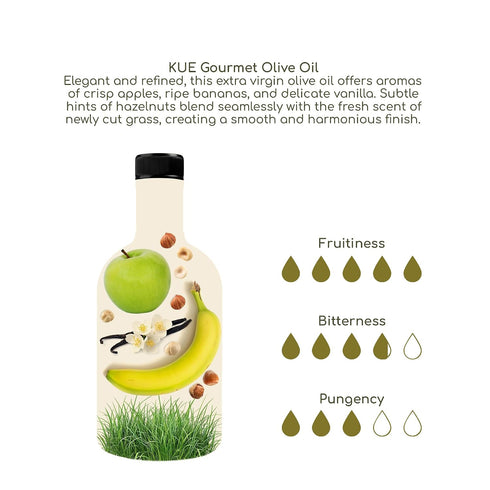 33.8 Oz. Kue Gourmet Extra Virgin Olive Oil Cold Pressed - Mediterranean Olive Oil - EVOO - Aceite de Oliva Extra