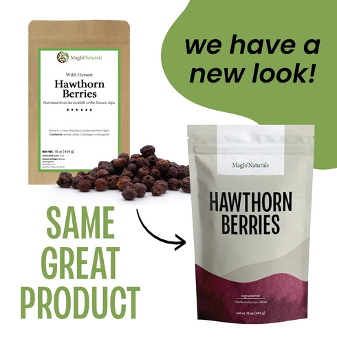 16 oz (1 lb) MagJo Naturals Hawthorn Berries, Whole Dried