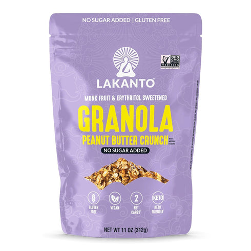 Lakanto Peanut Butter Crunch Granola - Quick Breakfast Cereal, Monk Fruit Sweetner