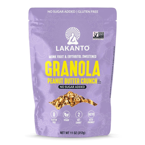 Lakanto Peanut Butter Crunch Granola - Quick Breakfast Cereal, Monk Fruit Sweetner