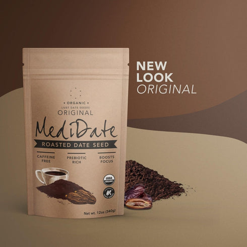 (12 oz. 25 MEDIDATE Coffee Alternative - Roasted Date Seeds - Naturally Occurring Prebiotics | Polyphenols | Caffeine