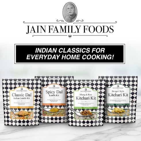 3 Jain Family Foods Mung Rice Khichdi Kitchari Kit | Authentic Indian Meal Kit with Spiced Yellow Lentils | Plant