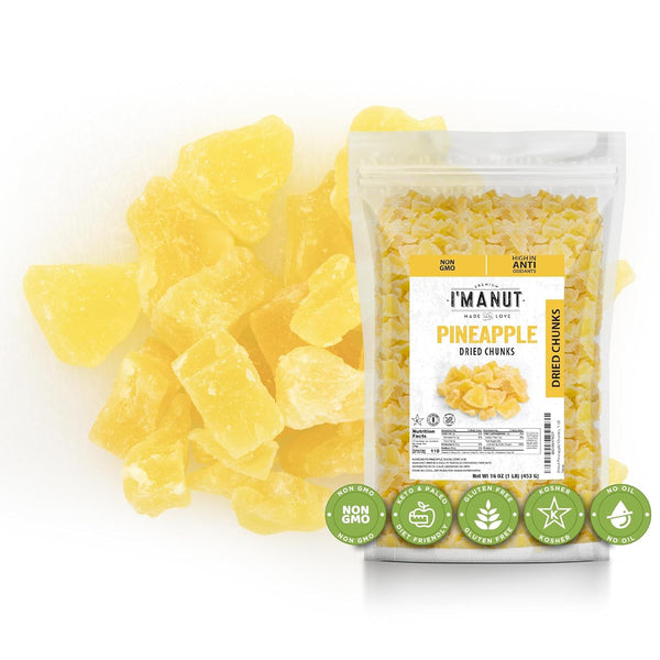 Premium Dried Pineapple Chunks 16oz | Non-GMO, Batch Tested Gluten & Peanut