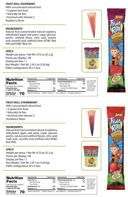 COMBO BREAKER Pack 10 |20 Count, 0.75 oz JOVY FRUIT ROLL Variety Flavors - Healthy Snack Made with Natural Fruit, Fat