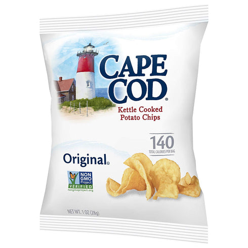 Cape Cod Chips 1oz (Pack 24, 24 Oz) Cape Cod Original Kettle Cooked Potato Chips, Gluten-Free Bag of Total