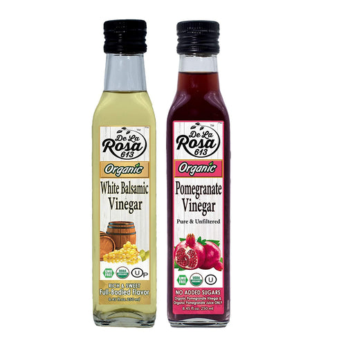 De La Rosa Organic Pomegranate and White Balsamic Vinegar, Vegan, Kosher, Non-GMO