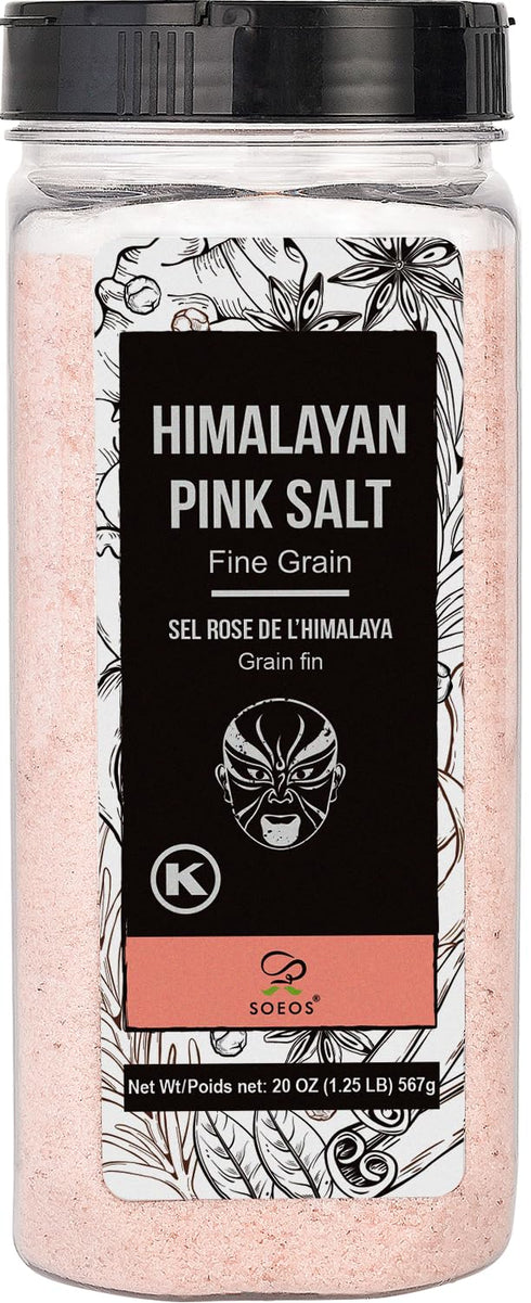 Soeos Himalayan Salt - Fine Grain, 20 oz, Himalayan Pink Salt, Pure