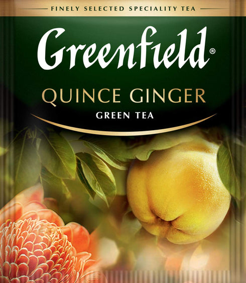 Greenfield Quince Ginger Green Tea Fruit & Herbal Collection - 25 Teabags in Special Foil Sachet