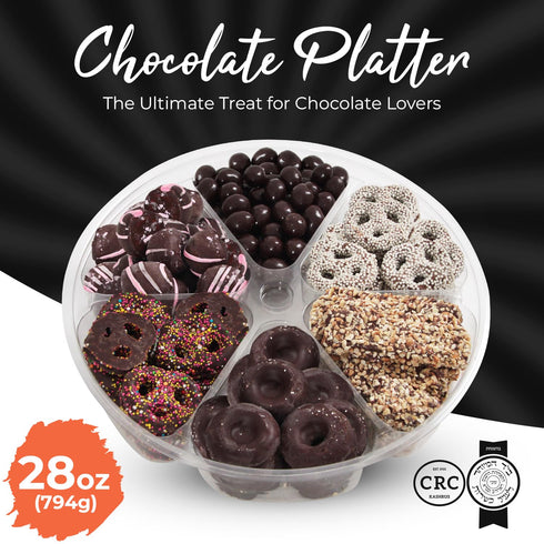 28oz 6 Mothers Day Chocolate Gift Box, Chocolate Gift Basket of Sectional Platter, Ideal Food Gifts for Women on