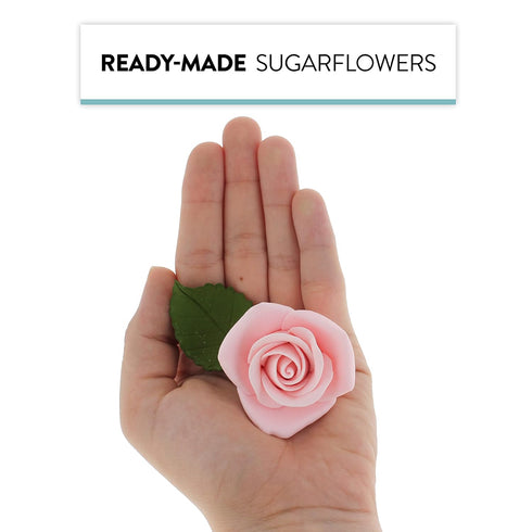 14-Piece Set (5 9 Global Sugar Art Wedding Cake Decorations Premium, Realistic Pink Sugar Flower Cake Topper Roses