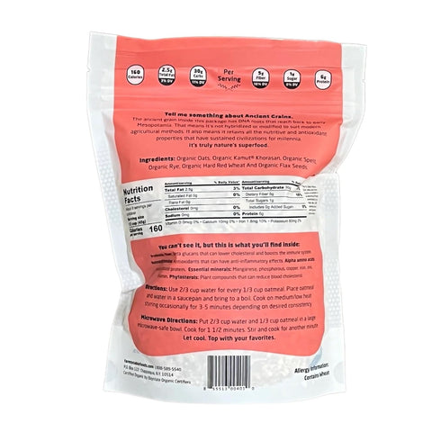 1 Pack (14 oz. Farm to Table Foods Organic Ancient Super Grain Whole Grain & Oatmeal - High Protein, Plant Based