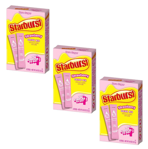 Starburst Singles To Go Powdered Drink Mix, All Pink Strawberry, 18 Total Servings, Sugar-Free Drink Powder