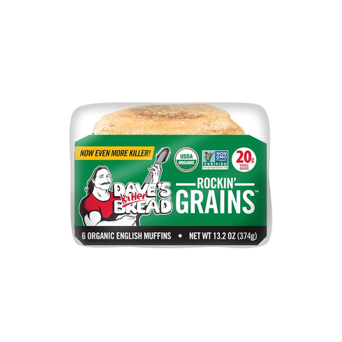 6 Count Dave's Killer Bread Rockin' Grains English Muffins, Organic Whole Grain English Muffins