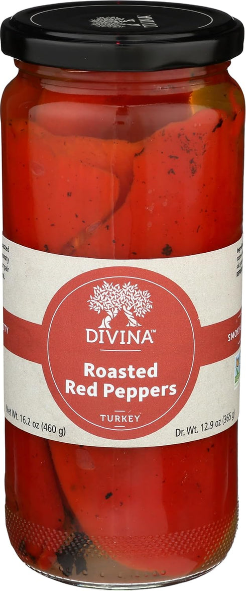 Divina Roasted Sweet Red Peppers, Vegan, 13 Ounces (Pack Of 6)
